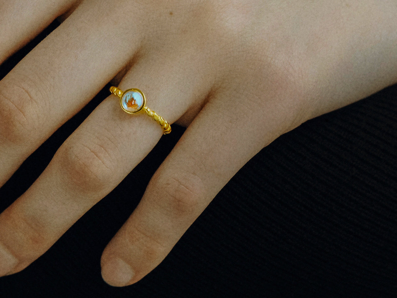 Twilight Twirl Moonstone Ring