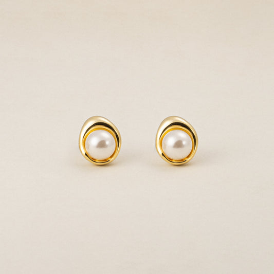Ocean's Embrace Pearl Stud Earrings