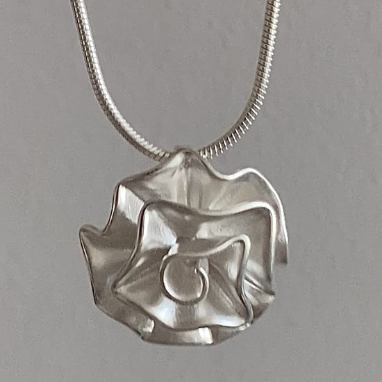 handmade dainty silver flower charm necklace