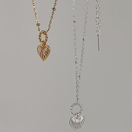 dainty gold silver barbie heart pendant necklace