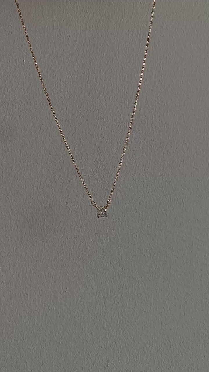 Dainty gold vermeil solitaire charm necklace