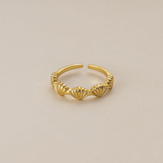Seashell Silver & Gold Plated Adjustable Ring