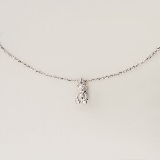 Dainty S925 Silver Teddy Bear Pendant Necklace