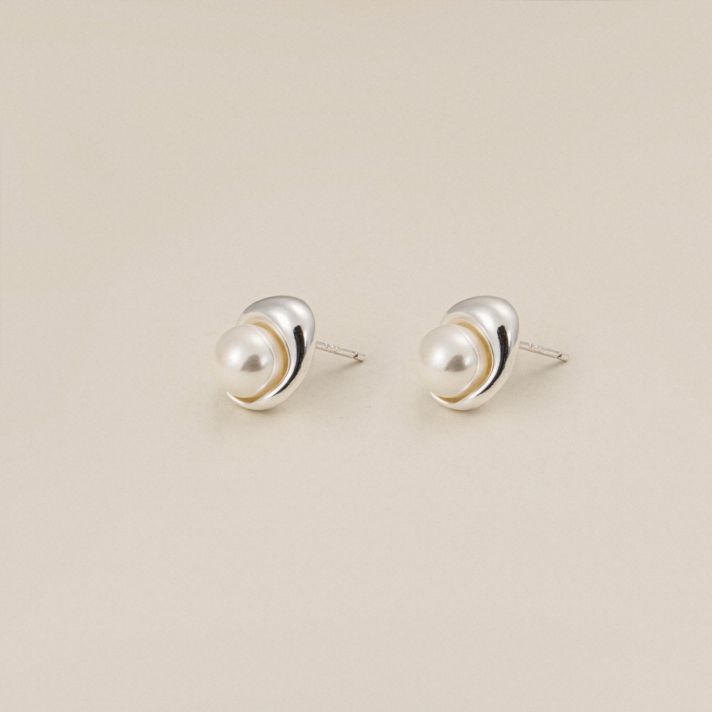 Ocean's Embrace Pearl Stud Earrings