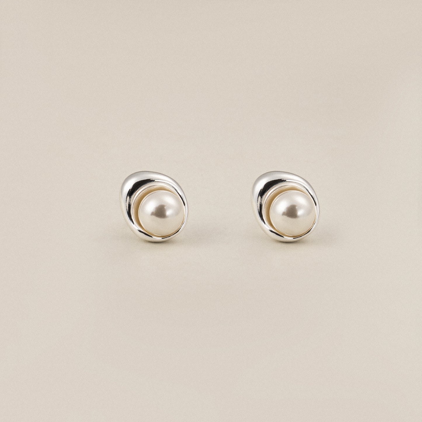 Ocean's Embrace Pearl Stud Earrings