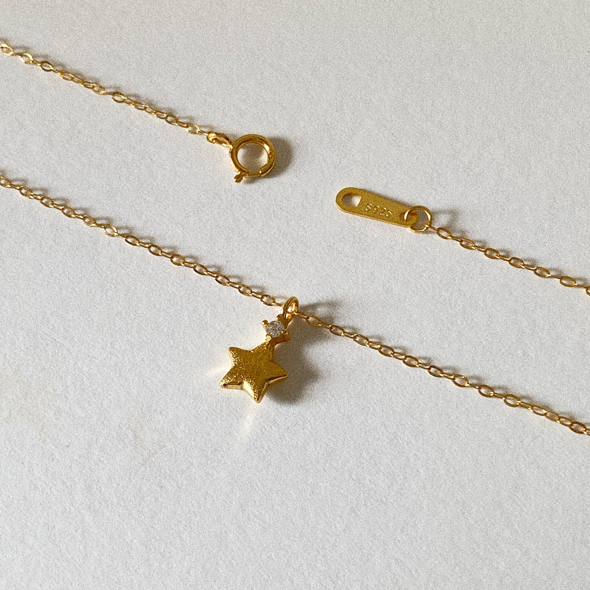 Gold Christmas star necklace with 18K gold plated 925 sterling silver chain