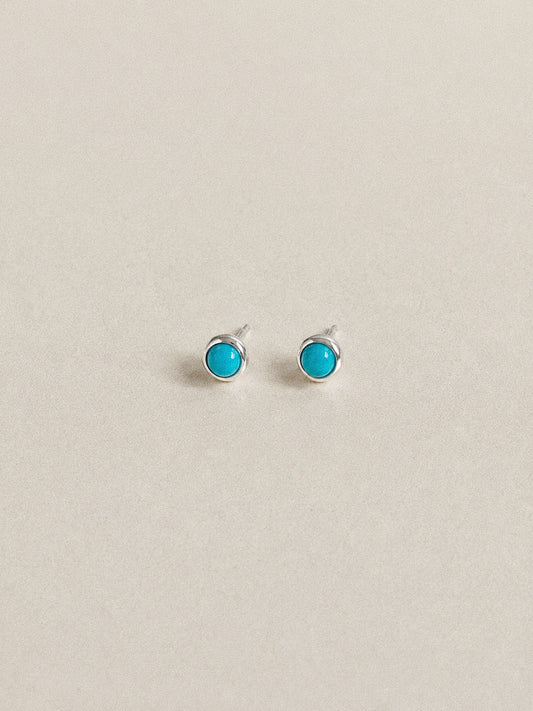 Dream turquoise stud earrings in 925 sterling silver, sky blue Sleeping Beauty stones in smooth bezels.