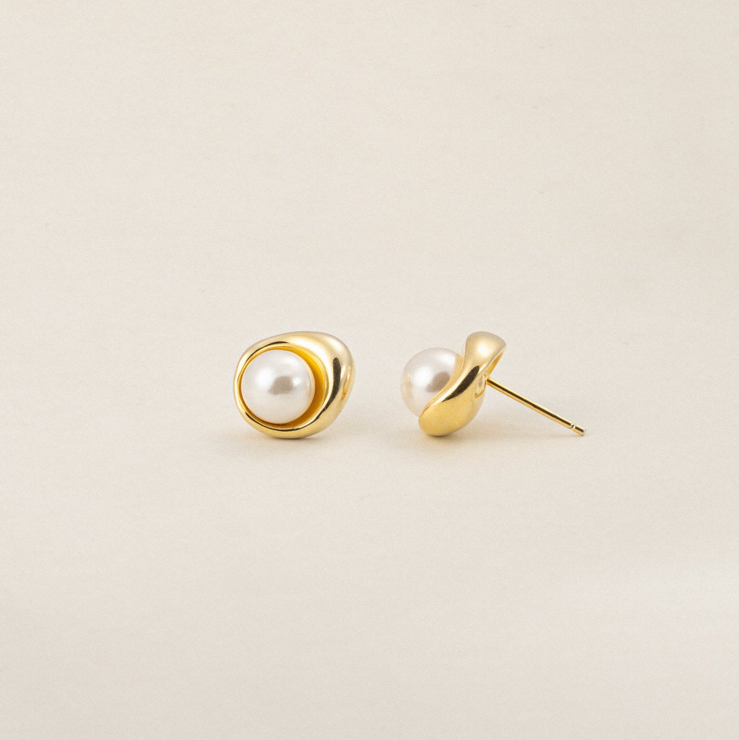 Ocean's Embrace Pearl Stud Earrings