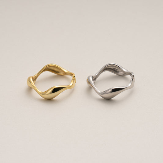 Dainty Gold & Silver Wave Ring