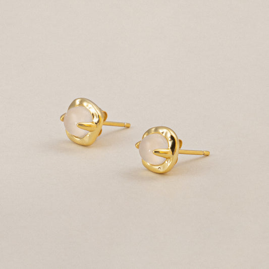 Celestial Tranquility White Agate Healing Stud Earrings