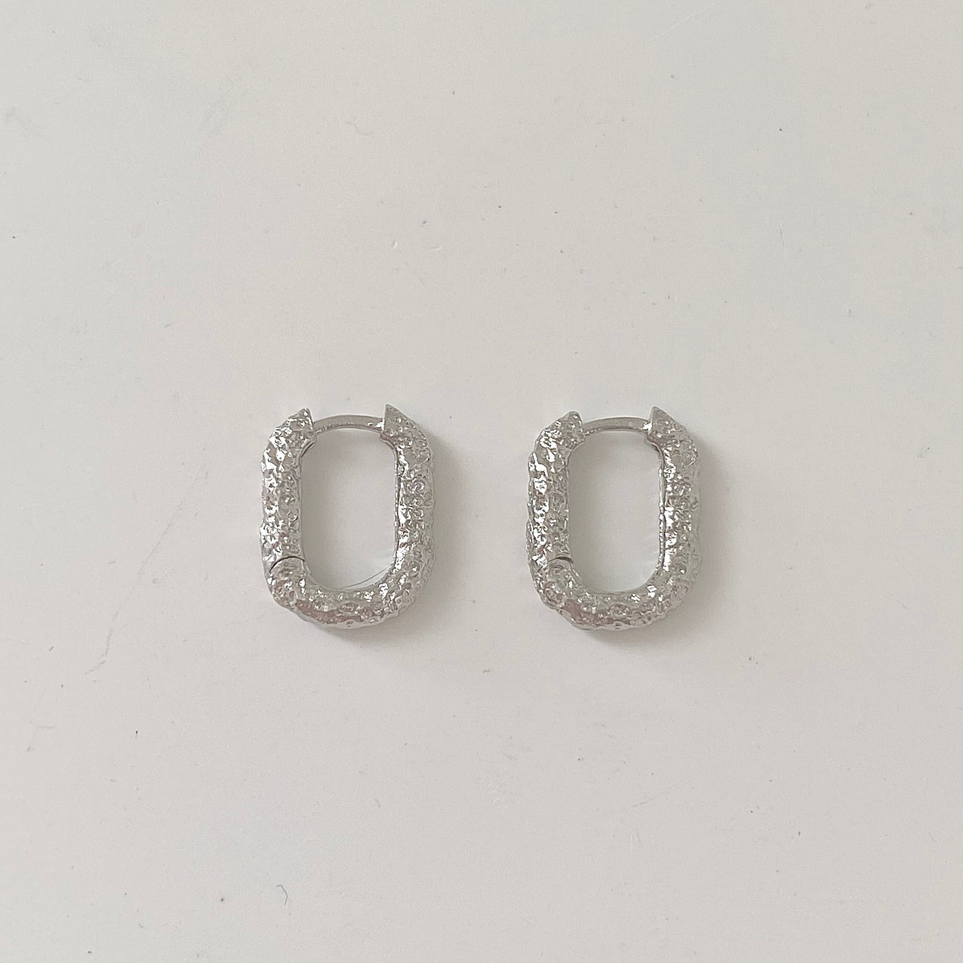 Textured Elegance S925 Silver Rectangle Hoop Earrings