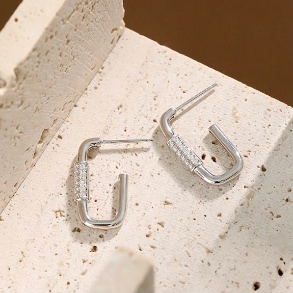 Modern Twist Silver Stud Earrings