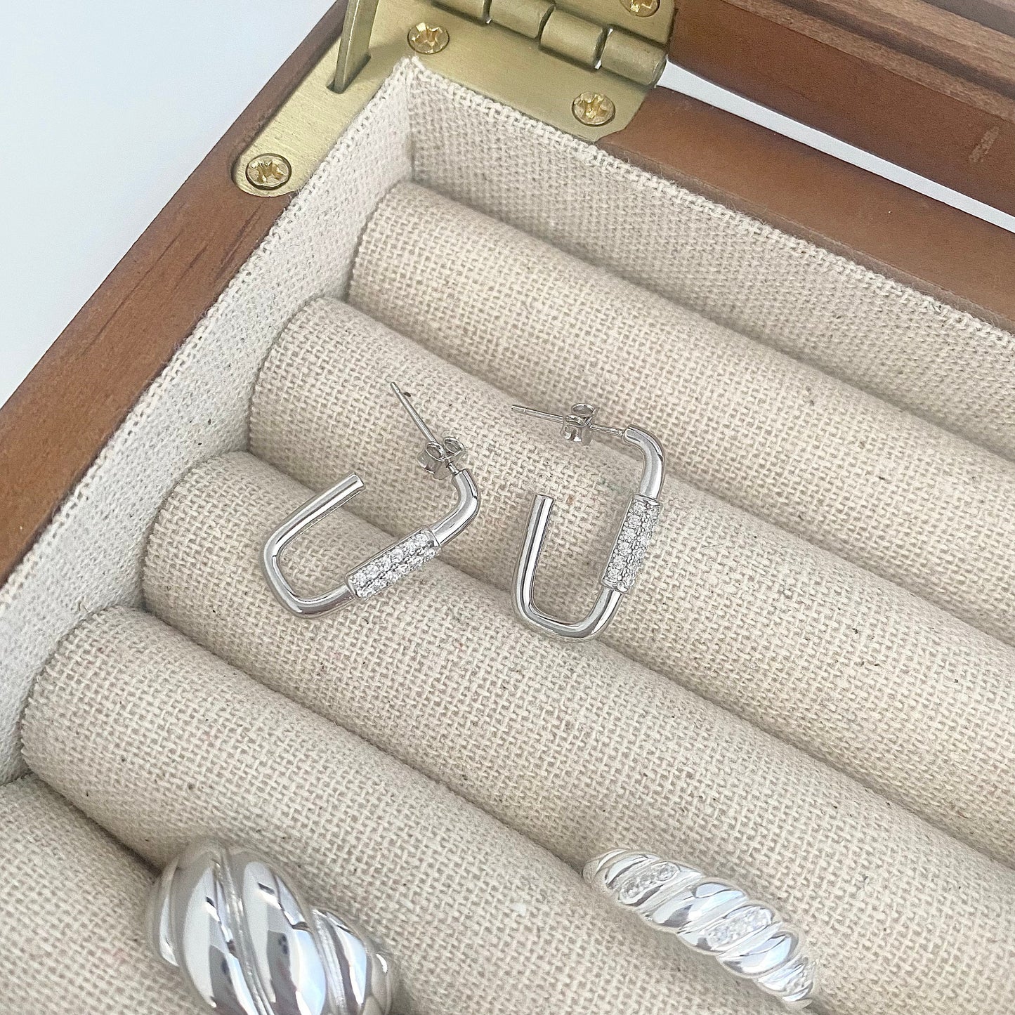 Modern Twist Silver Stud Earrings