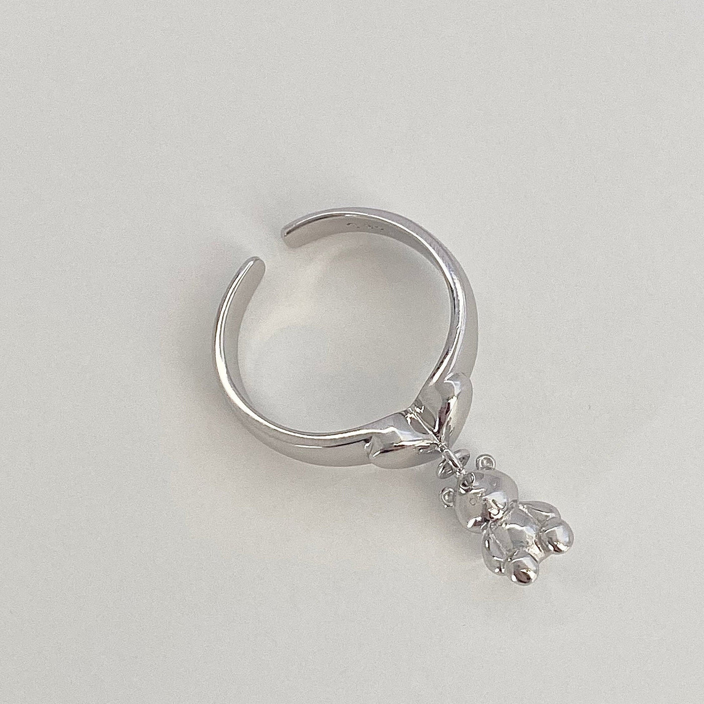 Teddy Love S925 Silver Ring with Teddy Bear Pendant