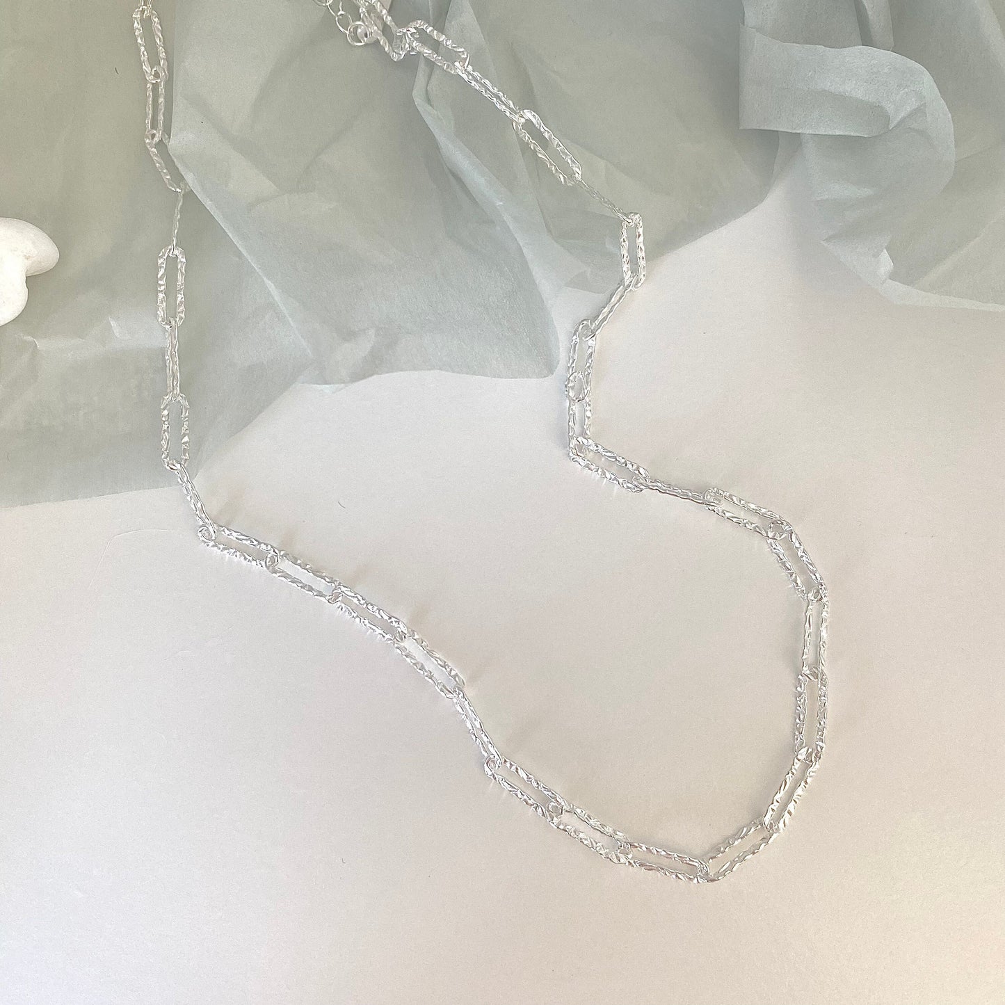 Silver Link S925 Silver Paperclip Chain Necklace