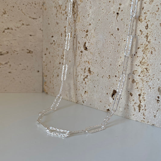 Silver Link S925 Silver Paperclip Chain Necklace