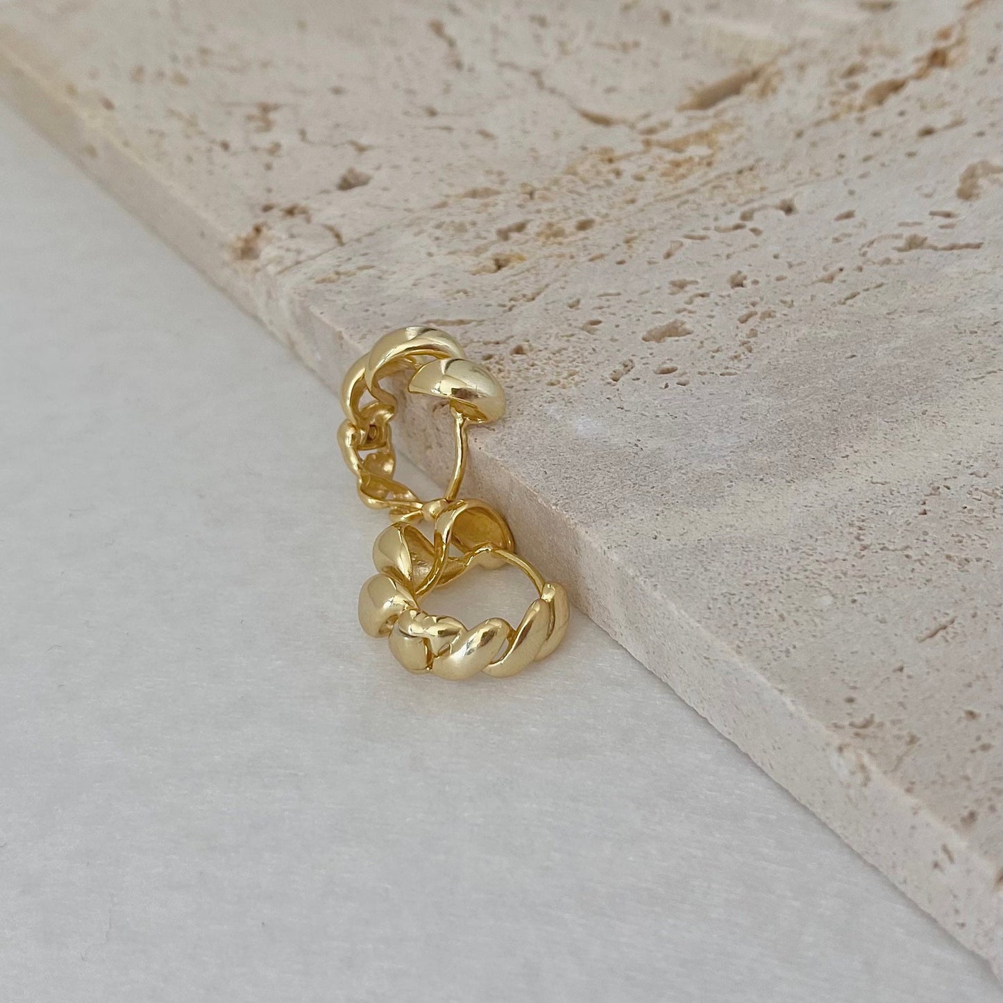 Petite Golden Croissant S925 18k Gold-Plated Earrings