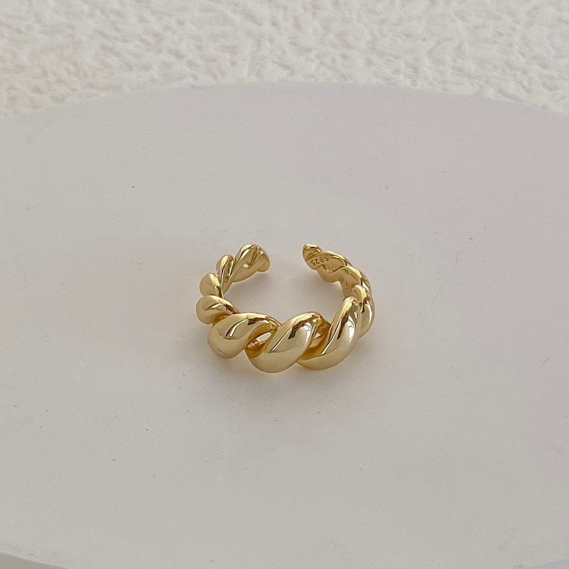 Petite Golden Croissant S925 18k Gold Open Ring