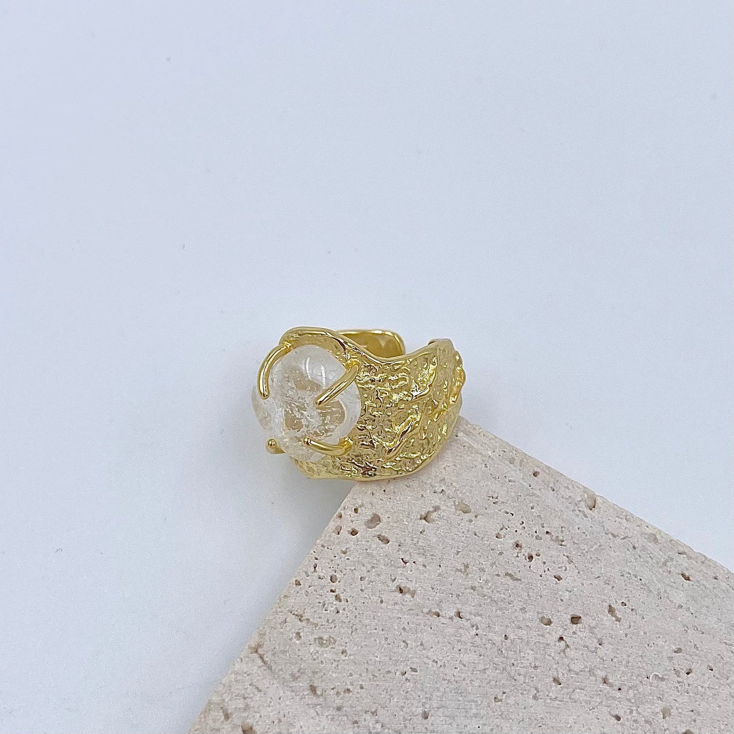 Crystal Oasis Chunky Silver & Gold Ring