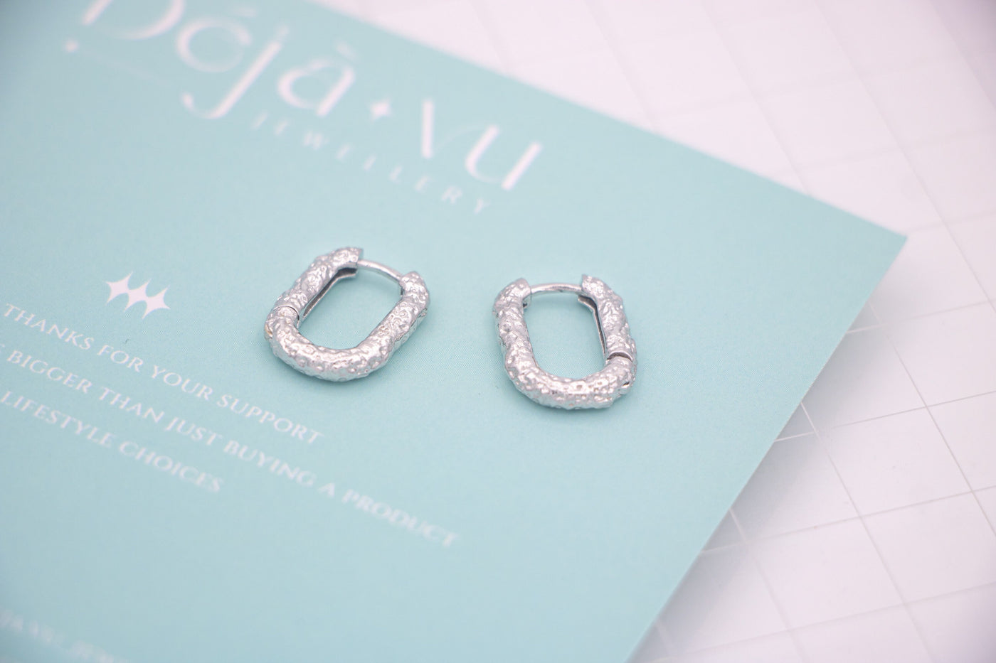 Textured Elegance S925 Silver Rectangle Hoop Earrings