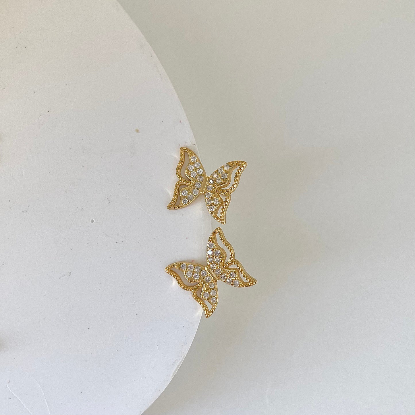 Glimmering Golden Butterfly S925 18k Gold-Plated Stud Earrings