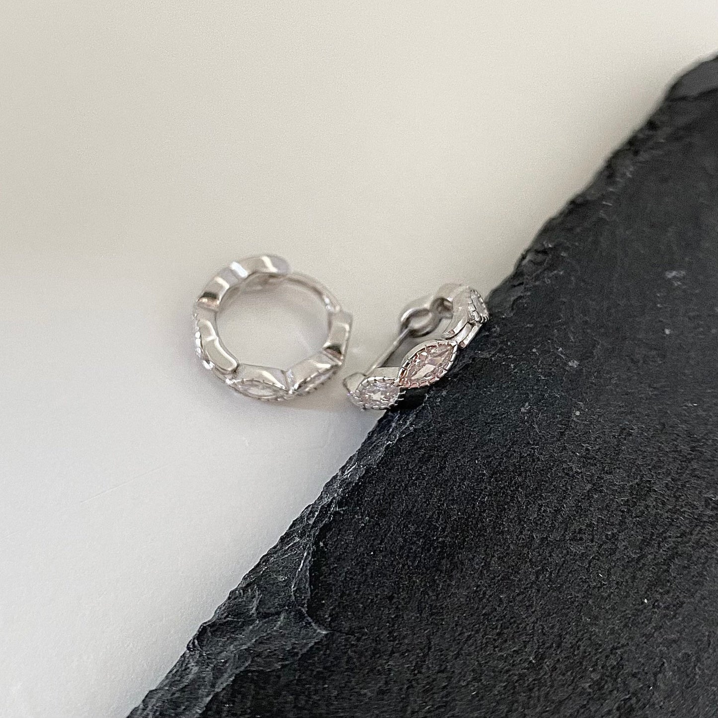 Olive Sparkle S925 Silver Hoop Earrings