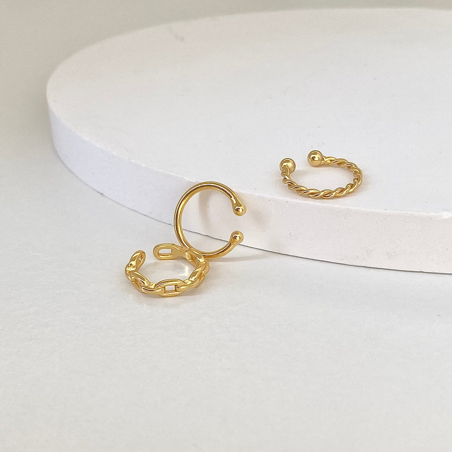 Set Of 3 Gold Dainty Ear Cuff No Piercing