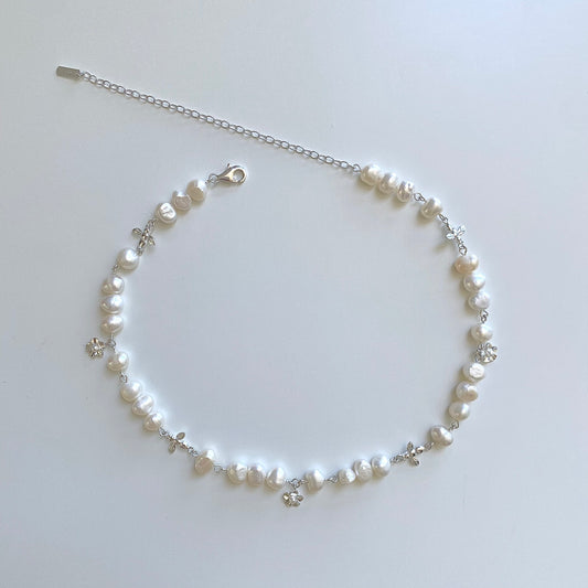 Charming Baroque Pearl Garland S925 Silver Necklace