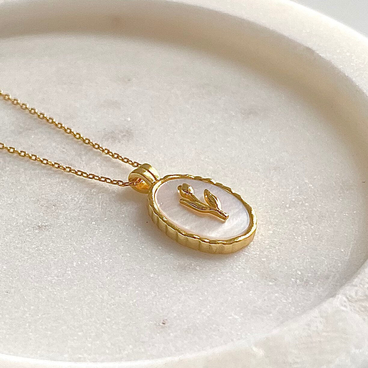 Graceful Tulip Pendant Silver & 18k Gold Necklace