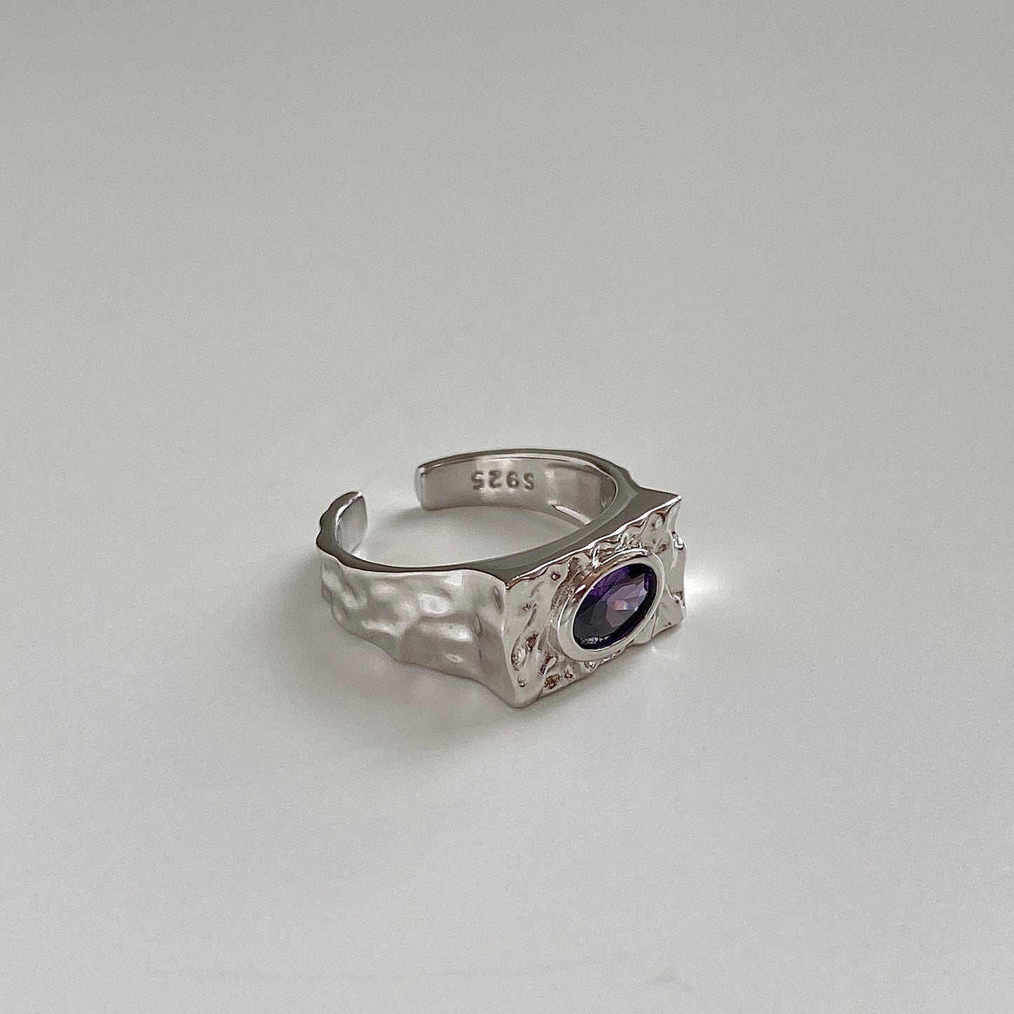 Eternal Elegance S925 Silver Purple Gemstone Signet Ring