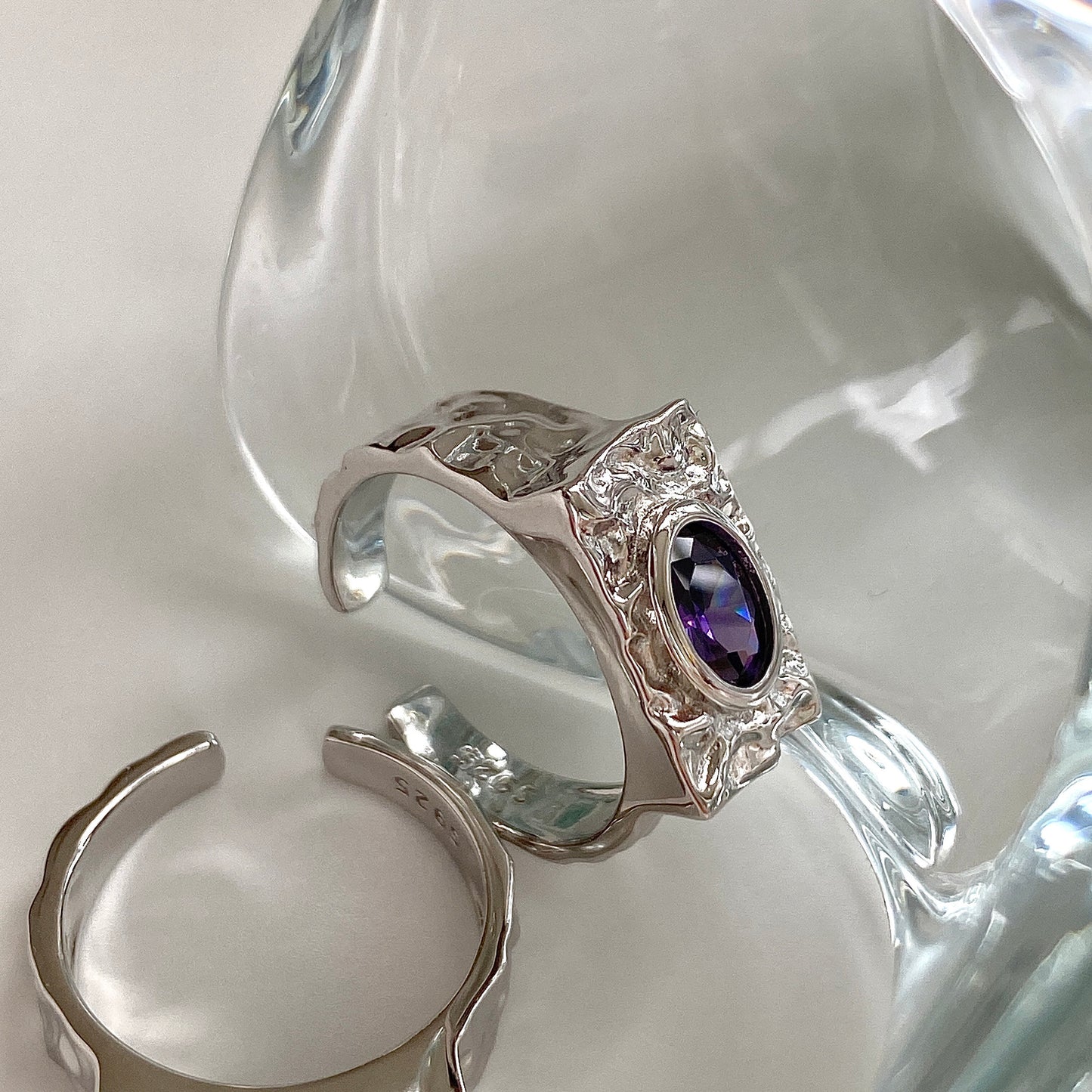 Eternal Elegance S925 Silver Purple Gemstone Signet Ring