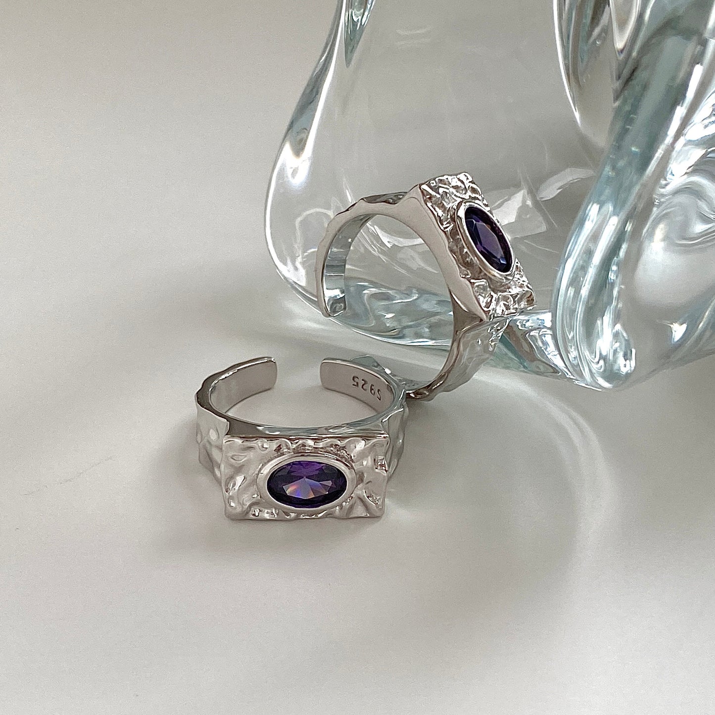 Eternal Elegance S925 Silver Purple Gemstone Signet Ring