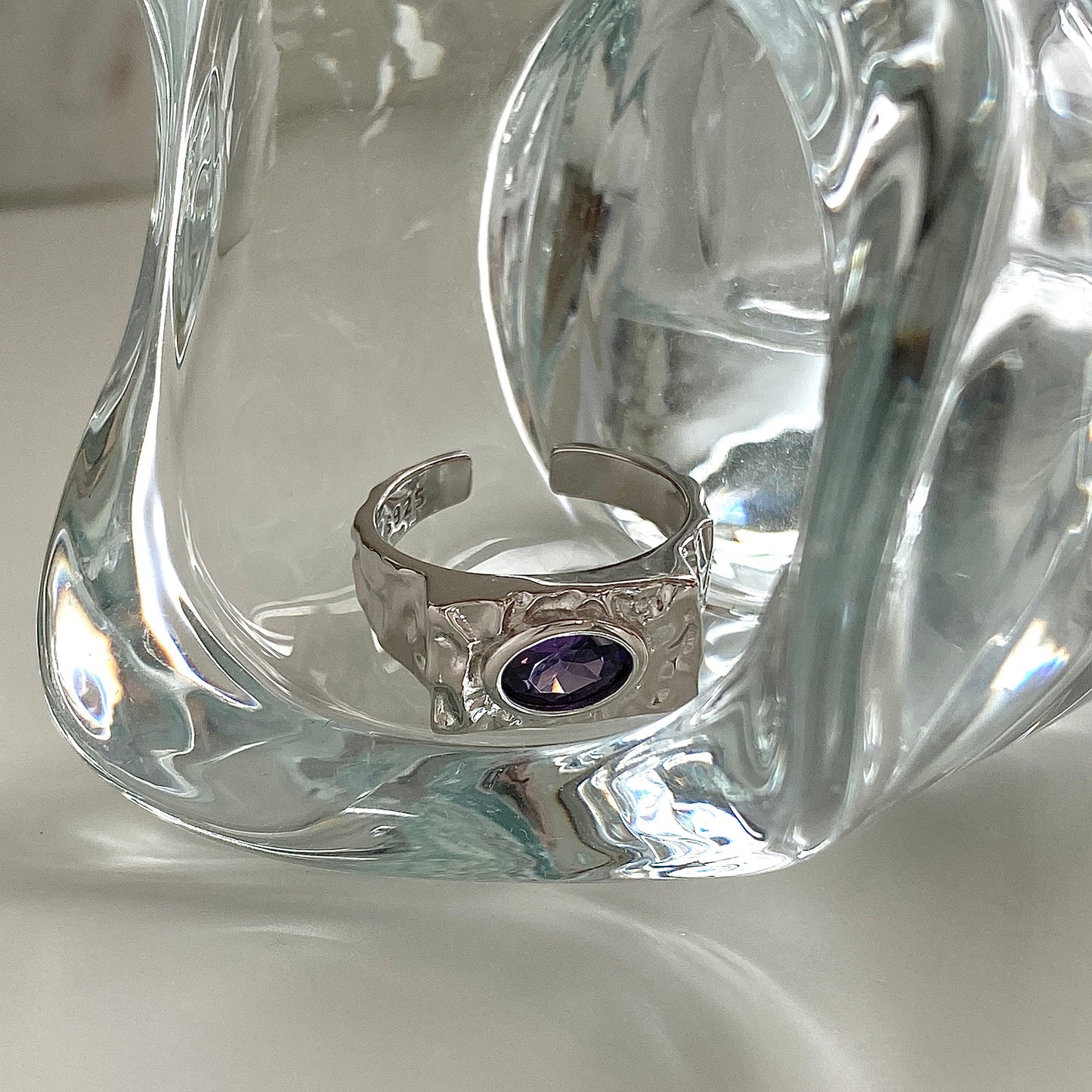 Eternal Elegance S925 Silver Purple Gemstone Signet Ring